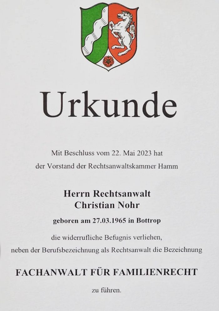 Urkunde Familienrecht