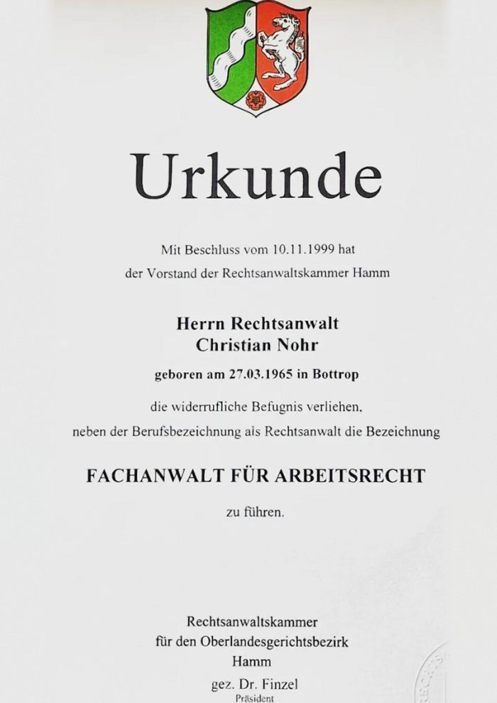 Urkunde Arbeitsrecht